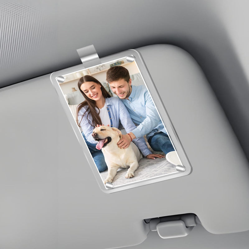 Acrylic Magnetic Personalized Photo Holder Car Picture Frame, Car Picture Holder, Car Photo Holder Car Visor Clip, Personalized Car Accessories Can Be Used to Add Your Personal Photo 1Pcs Acrylic