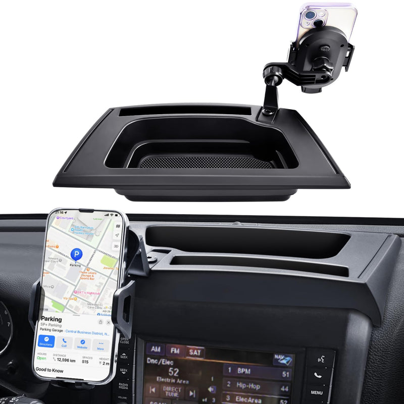 2011 2012 2013 2014 2015 2016 2017 Jeep Wrangler JK JKU Phone Mount, Multi-Mount Phone Holder Dash Tray Storage Box System Kit with Extension Arm Metal Rod