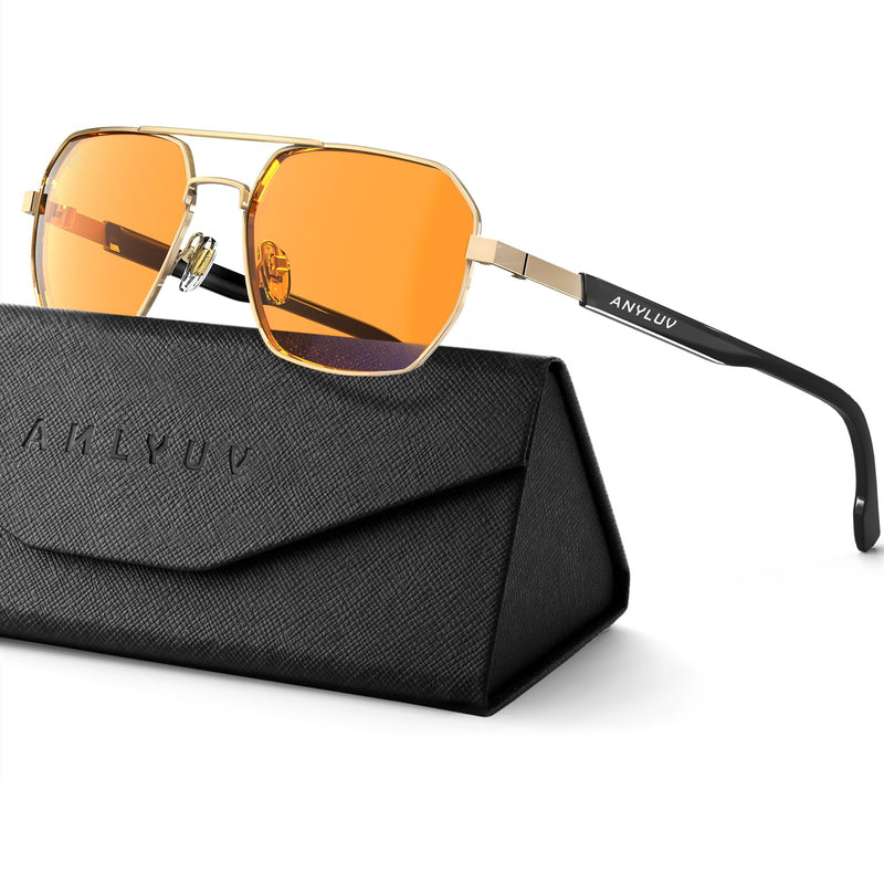 ANYLUV Blue Light Glasses for Woman/Men, Blue Light Blocking Glasses Women Computer Gaming Glasses for Eye Protection (Max Protection) 02- Gold/Black Max Protection