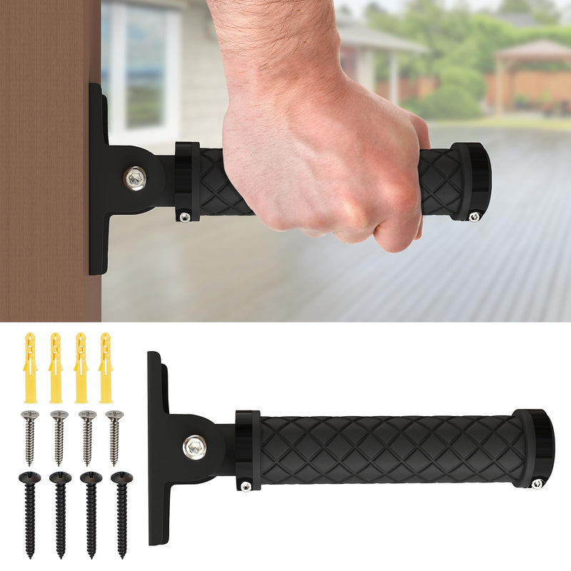 Flip Up Grab Bars for Doorways & Wall & Stairs，Safety Assist Handles for Elderly，Hand Rails for Seniors，Non-Slip Grip for Handicap，Disabled or People with Limited Balance-Black