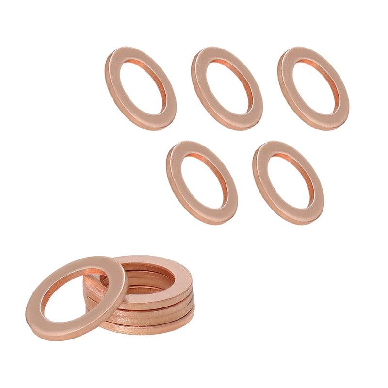 10 PCS Oil Drain Plug Gasket, 14mm Copper Oil Drain Plug Washer Gaskets, Drain Plug Gasket Crush Washer Seals Compatible with OEM 007603-014106, Automotive Replacement 10 PCS