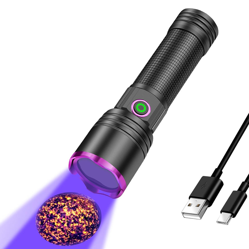 XLENTGEN 20W UV Light Flashlight 365nm, Black Light Ultraviolet Flashlights, for Resin Curing Fishing, Dry Glue, Fluorescent, Scorpion, Rockhounding, Pet Urine Detector UV-1