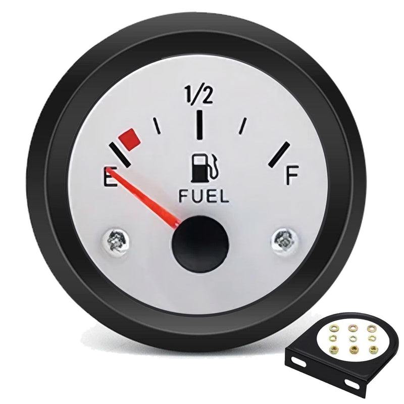 2" Fuel Level Gauge,12V Fuel Tank Meter E-1/2-F Pointer Meter 240-33ohm for Car RV Yacht Boat Motorcycle (White)