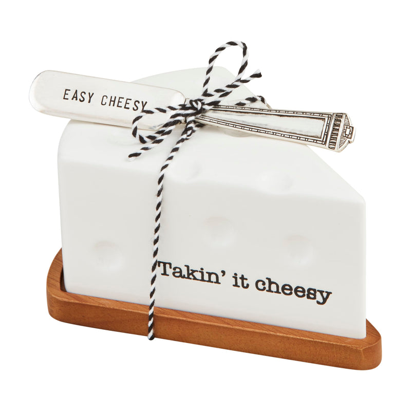 Mud Pie dish 3 x spreader 5 1/2" Figural Cheese Cloche Set, White