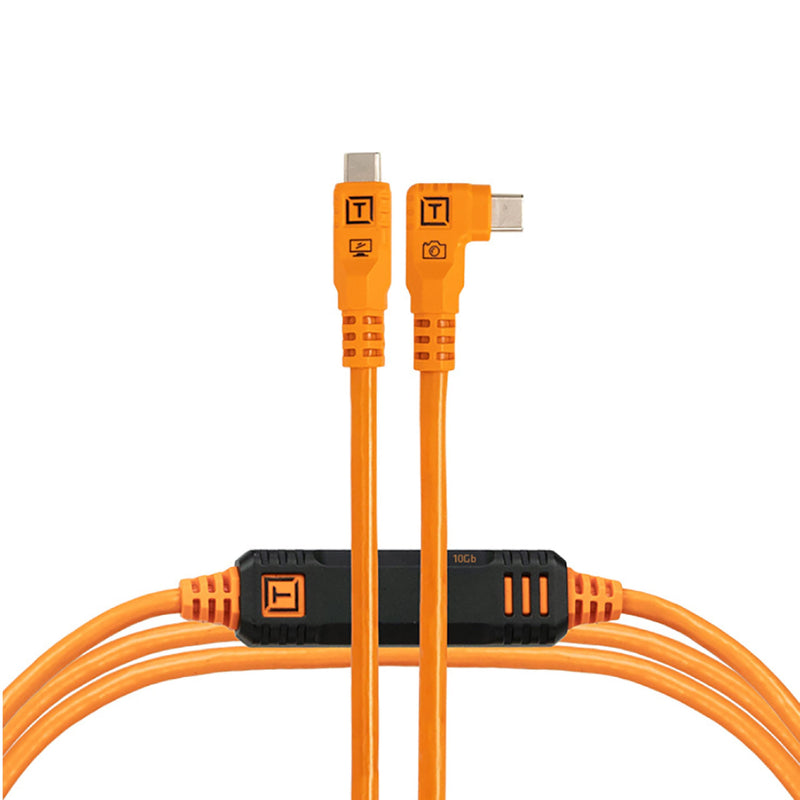 TetherPro Optima 10Gbps Gen 2 USB-C, 15' (4.6m), Straight to Right, High-Visibility Orange 15' (4.6m)