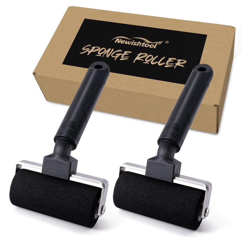 NEWISHTOOL 4-Inch Sponge Seam Roller, Rivet Roller for Vinyl Wrap, 2 Pack Foam Roller Car Wrapping Applicator Tools for Rolling Over Rough Textured Uneven Surfaces, Scratch Free Film Roll Tools