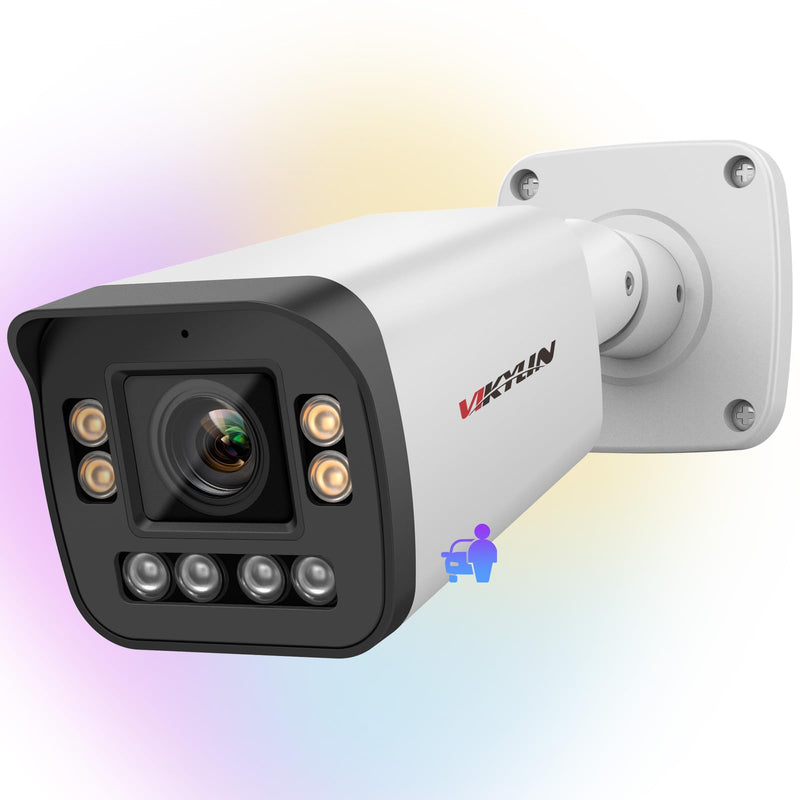 VIKYLILN 5MP Full Color PoE IP Varifocal Bullet Camera Outdoor,5xOptical Zoom IP Camera 2.7~13.5mm Motorized Lens,Smart Dual Light, 2- Way Audio,SD256GB,AI Human/Vehicle Detection White PG2056IRC-ZS