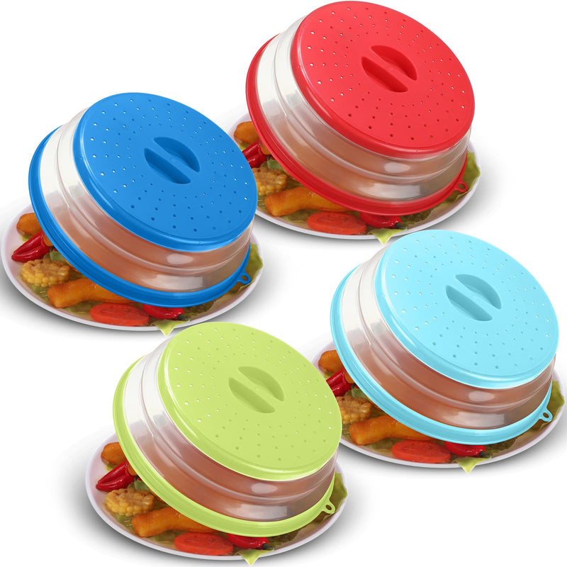 Hoolerry 4 Pack Microwave Splatter Cover for Food Silicone Lids Kitchen Gadget Set Microwave Cover with Water Steamer Kitchen Ware Set Splatter Cover(Green, Sky Blue, Red, Royal Blue) Green, Sky Blue, Red, Royal Blue