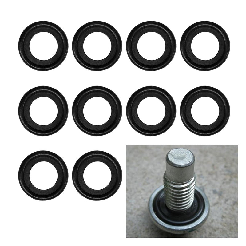 10PCS Oil Drain Plug Gasket, M12 Rubber Car Sealing Gasket Replacement for OEM#12616850, Engine Oil Pan Crush Washers for Buick, Ford, Landrover, Volvo (M12)