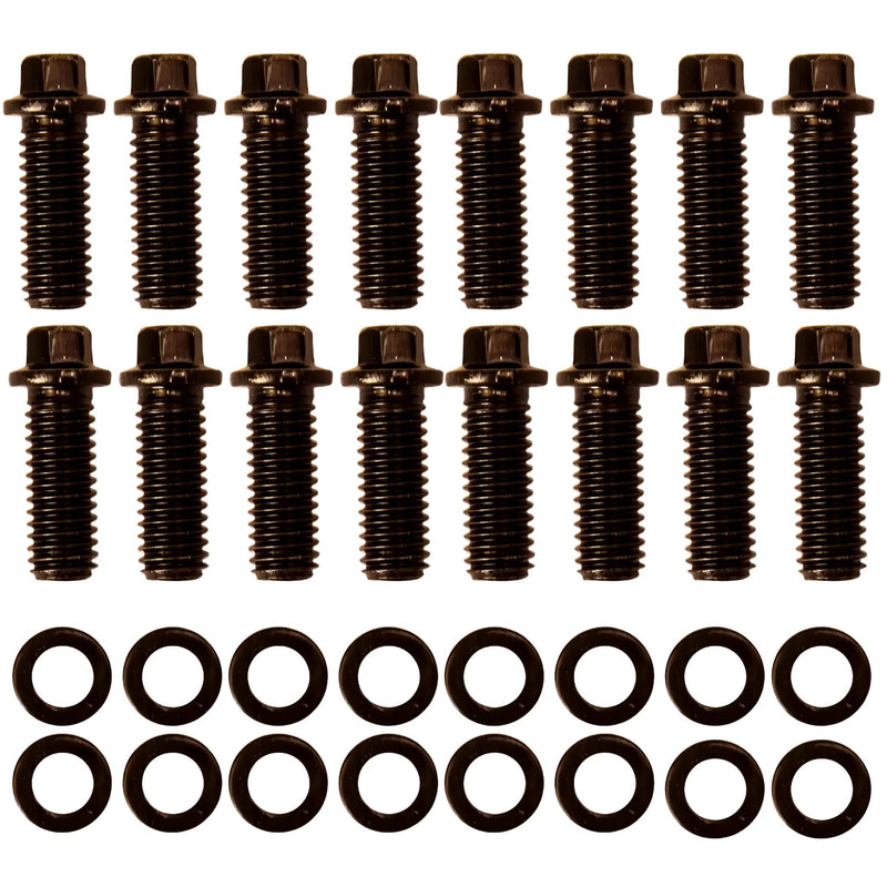 Stud Hardware 16Pices 100-1110 1001110 Header Bolts, Chrome Moly Steel, Black Oxide Finish