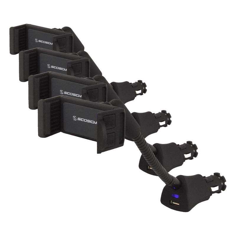 Scosche H12VFXM PowerMount Phone Mount for Car | 12V Charger for Vehicle's Power Port | 7.5 Watts | Flexible Mount Arm| Black (Pack of 4) 12V Charging Port 4 Pack