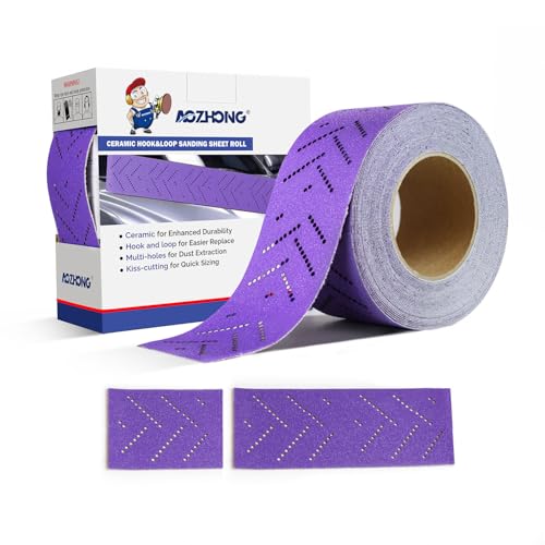 P220 Ceramic Abrasive Sanidng Sheet Roll, 2-3/4" x 13 Yard, Dustless Multi-Hole Pattern, Automotive Sanding Roll Sandpaper for Coating Removal, Body Repair, Auto Sanding 220+ Grit