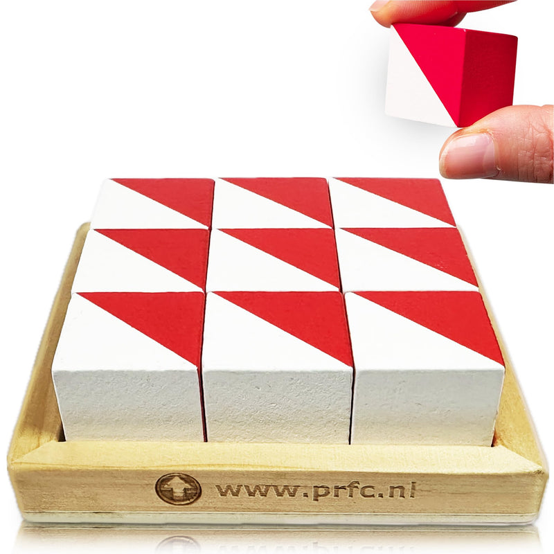 PrfcNL IQ Test Blocks - 9 Wooden Cubes in White and red with 60 Patterns and Mobile app, Ideal for WISC, WAIS, WPPSI prep,Educational STEM Montessori Gift for All Ages Challenge