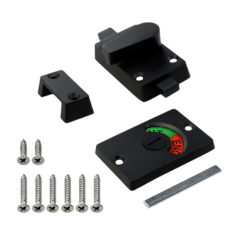 Vacant Occupied Bathroom Lock, Zinc Alloy Latch Indicating Lock Bathroom Door Privacy Lock Indicator Bolt Vacant/Engaged Bathroom WC Public Restroom Toilet Privacy Partition Door Lock Latch (Black) Black