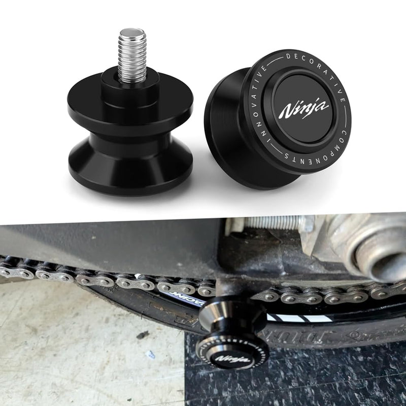 8MM Swingarm Spools Fit For Ninja 400 650 1000SX ZX-6R ZX-10R ZX-25R 2023 2024 2025 Rear Frame Stand NINJA 400 650 Swingarm Spools Frame Sliders ZX6R Accessory ZX10R Accessories BK black
