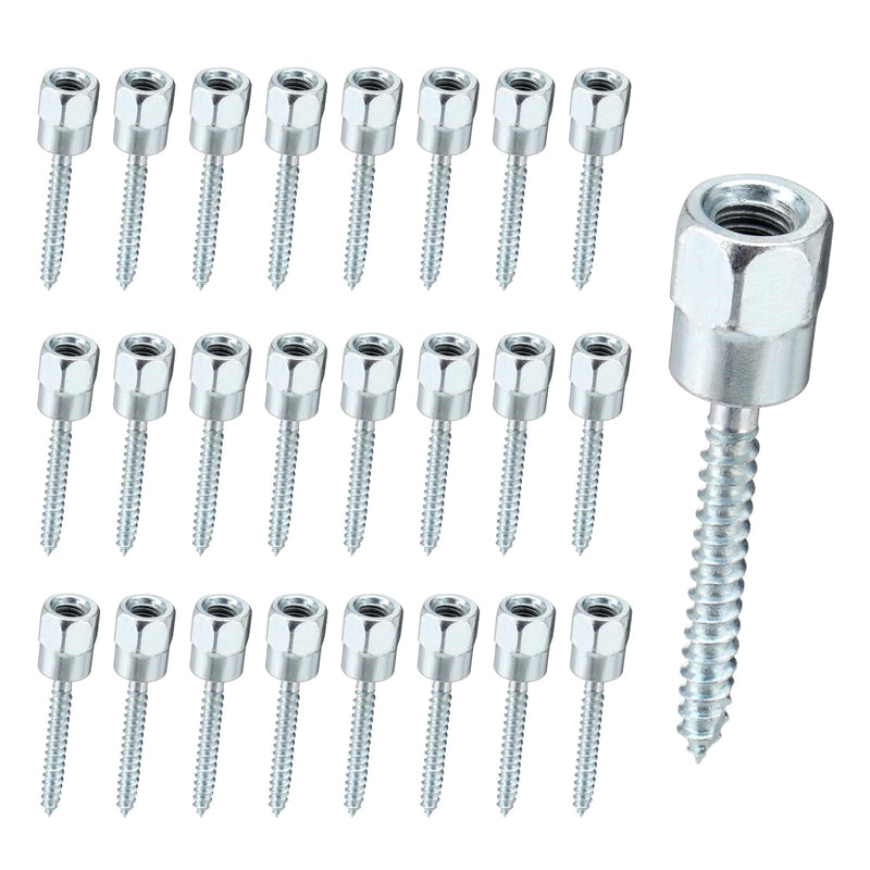 3/8" Vertical Rod Anchor Screw 1/4" x 2", Threaded Rod Anchor Screw Fitting for Wood, Galvanized Carbon Steel, Silver (Box of 25)
