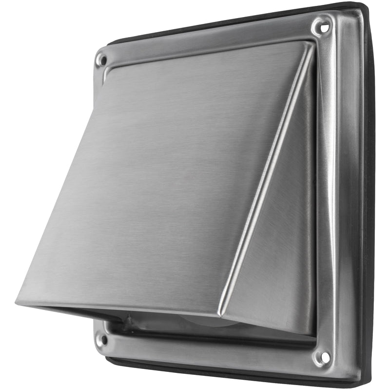  [AUSTRALIA] - Vent Systems 4 Inch Stainless Steel Dryer Vent Cover - Wall Vent Mounted Vent Hood with Backdraft Damper - Exhaust Air Ventilation Guard - HVAC Ducting Grille - Bathroom, Kitchen, Attic, Garage Rain Hood