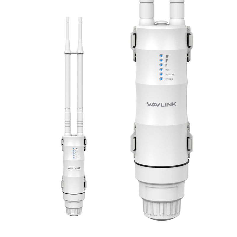 WAVLINK AC1200 Outdoor Long Range WiFi Extender/Wireless Access Point with Active/Passive POE,WAN/LAN Port,IP67 Waterproof, Dual Band 5G+2.4G, 2x7dBi Antennas,Supports Router/AP/Repeater Modes AC1200 Active/Passive