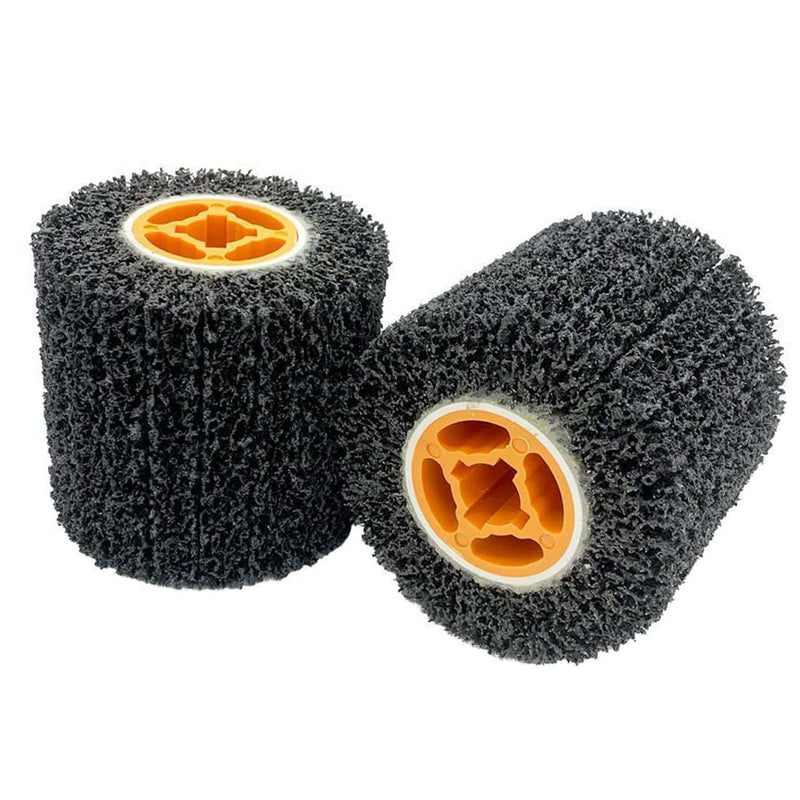 4.5" x 4" Abrasive Drawing Drum, 3/4" Quad Keyway Wire Drawing Wheels, 40 Grit Surface Conditioning Tools (Pack of 2)