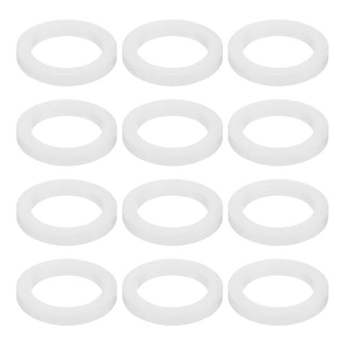 uxcell 12 Pcs Solid Silicone Flat Washer DN40 2-5/32" OD x 1-1/2" ID x 1/4" Thickness Large Washers O Ring Sealing Gaskets, Industrial Flat silicone Spacer, White 1-1/2" x 2 5/32" x 1/4"