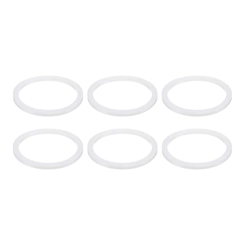uxcell 6 Pcs Solid Silicone Flat Washer DN100 4-13/16" OD x 4" ID x 1/4" Thickness Large Washers O Ring Sealing Gaskets, Industrial Flat Rubber Spacer, White