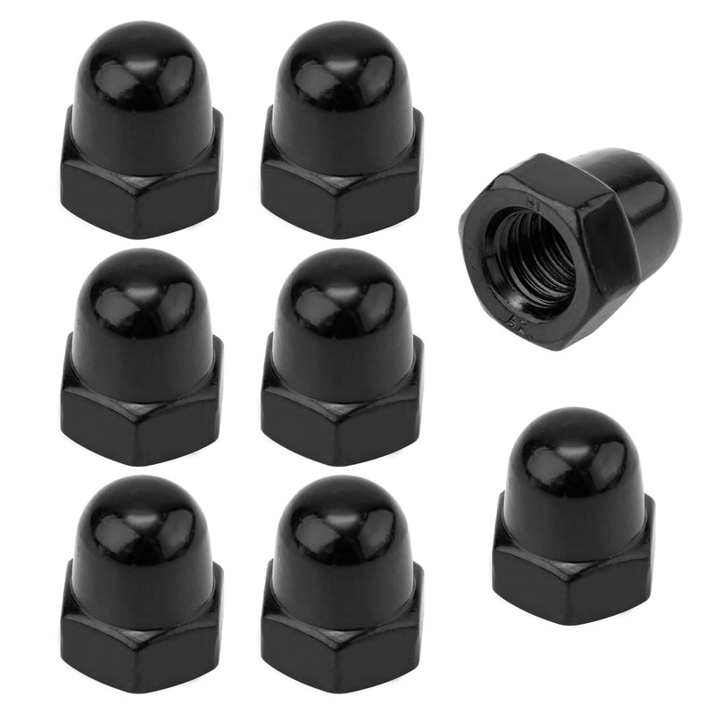 8pcs License Plate Retainer Nuts for Volvo V60/ V90/ S40/ S90/ S60/ XC90, Tall Dome License Plate Screw Caps Stainless Steel, Screws onto Existing Studs (Black) Black
