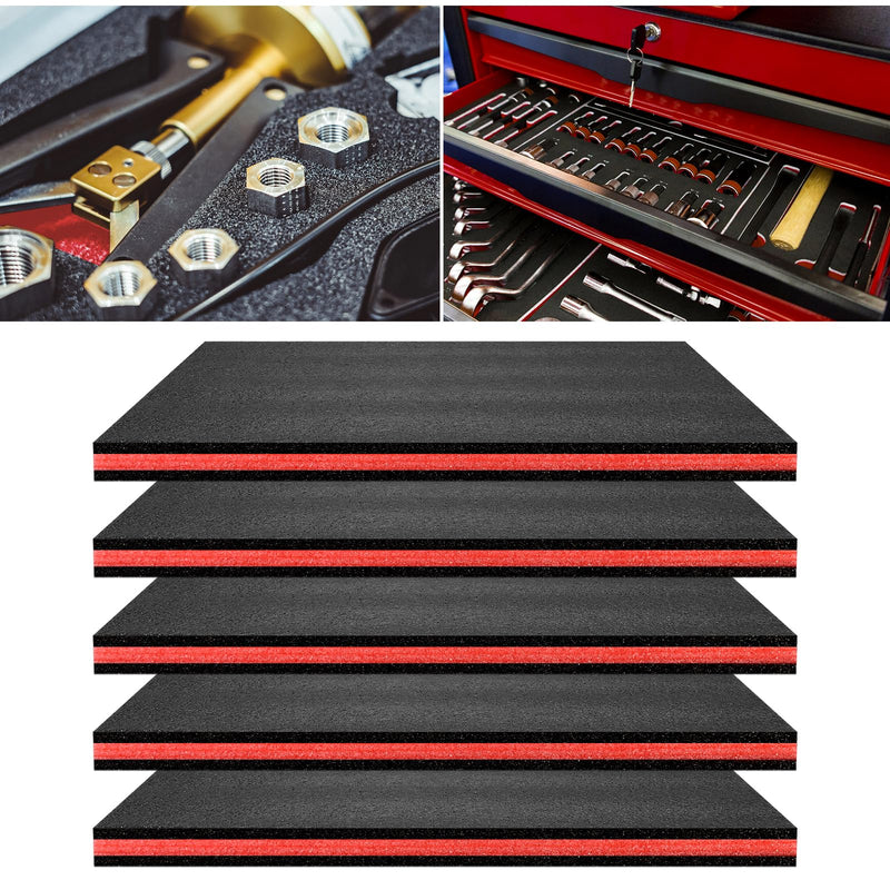 5 pcs Tool Box Foam 17.3x12x1 inch Tool Inserts for Cases Foam Sheets Box Organizer for Toolbox Cabinet Chest Drawer Storage Craft 15.75x11x0.98inch