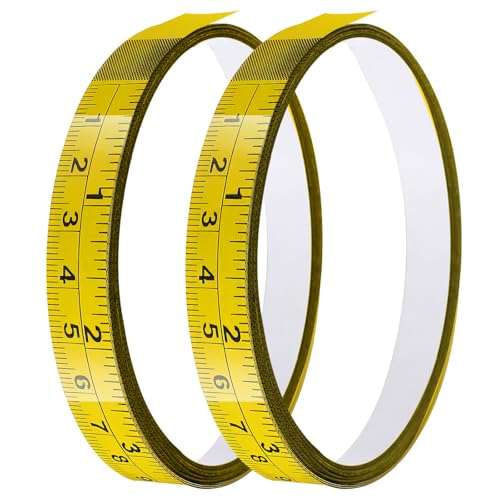 Adhesive Measuring Tape, 1/2" Wide Steel Peel and Stick Tape Measure Right to Left 78" 2PCS Yellow