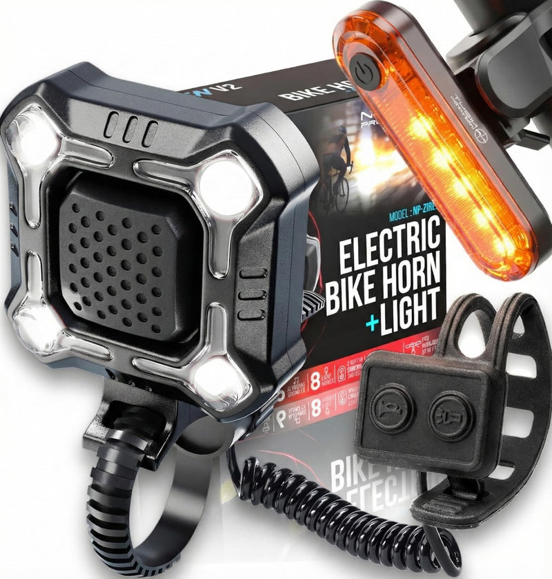 [New V2] ZIREN 120-140dB USB-C High-Traffic Bike Horn & LED Light - Loudest Electric Horn - New V2 Control Switch - V2 USB-C Rechargeable - IPX4 Waterproof Ziren / Usb-c