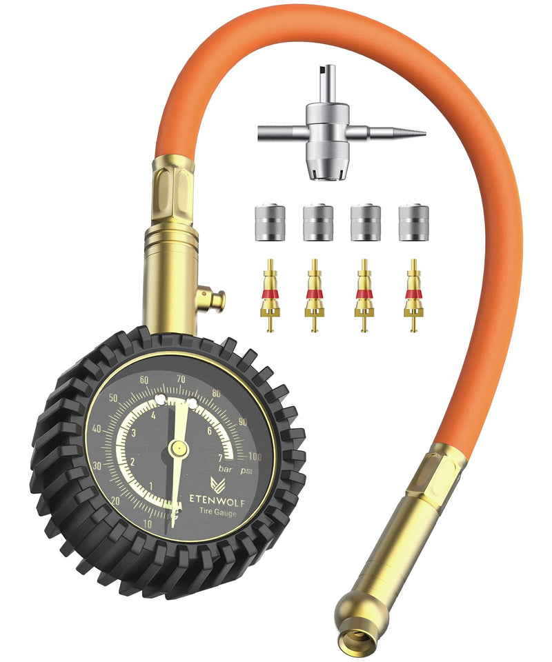 ETENWOLF Tire Pressure Gauge 0-100 PSI, ANSI B40.1 Grade A Accurate Tire Gauges for Tire Pressure with Large Glow Dial, Air Pressure Gauge for Tires, Car Accessories