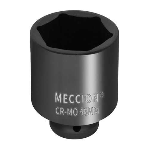 Meccion 1/2 Inch Drive Impact Socket 46mm Metric, 6 Point Cr-Mo Deep Impact Socket, 78mm Length 46 mm
