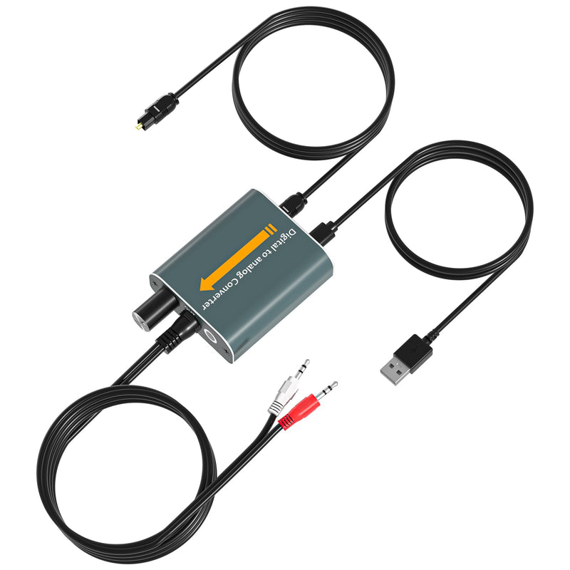 192kHz Digital to Analog Audio Converter with Volume Control, Optical to RCA Converter Built-in Amplifier Chipset 7ft/2.1m Optical to 3.5mm Jack Adapter for HDTVs, DVD, Set-top Boxes Green-2
