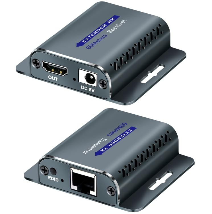 HDMI Extender Over CAT5e/6,HDMI Over Ethernet,HD MI Over cat6 with 200 FT for 1080@60Hz,RJ45 to HD Converter Plug & Play with 5V Power Adapter