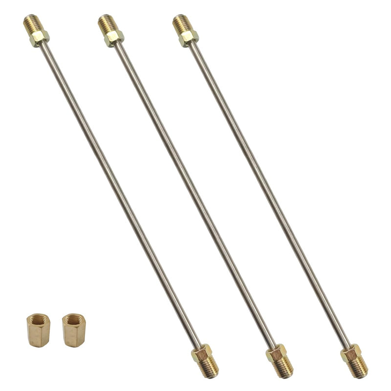 3PCS 3/16" Brake Line Kit with Fittings, 16" Long Stainless Steel Brake Line with Inverted Double Flare Ends, Flexible Brake Line Repair Kit with Standard Tube Nuts Unions (16 Inch) 16 Inch