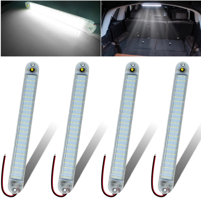 12V Led Interior Light Bar 4 Packs 72Led 6500K White with ON/Off Switch 11Inch 12V 24V for Enclosed Cargo Trailer RV Van Truck Lorry Camper Caravan Motorhome (4Pcs)