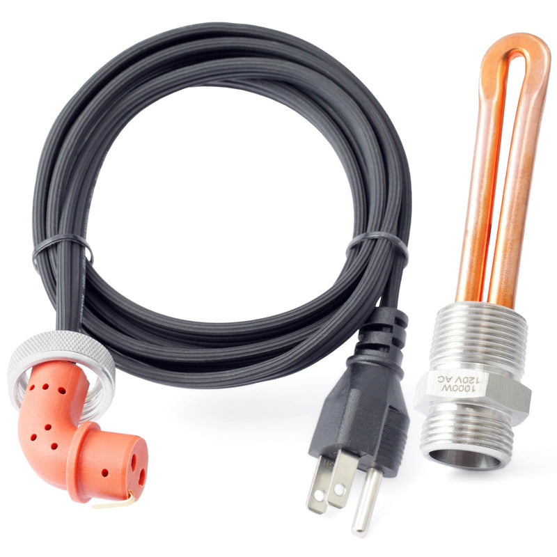 F7TZ-6A051-AA Diesel Engine Block Heater Replacement for Ford F-250 F-350 7.3L for Powerstroke Diesel 1995-2003 with Cable Cord 120v 1000w 3/4" NPT