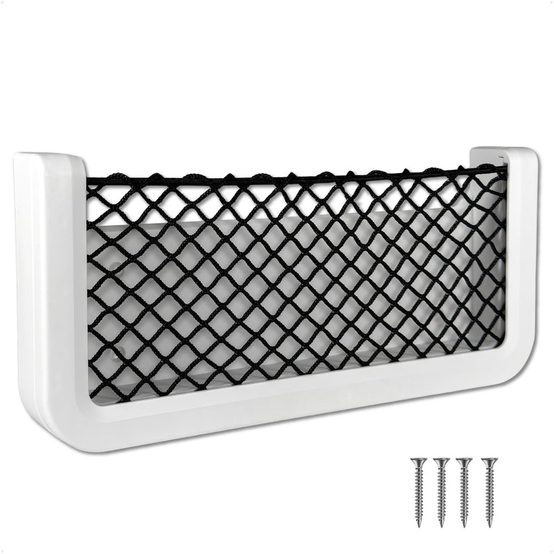 Five Oceans Boat Storage Net, White Frame, Black Elastic Netting, 9-7/8" x 4-1/2", Ideal Storage Net for Boat Organizer, Car, Rvs - FO4902 1-PACK