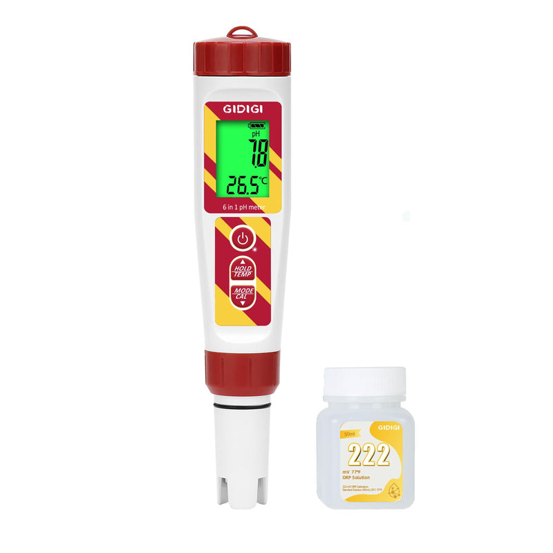 6 in 1 pH Meter Salt Tester TDS EC Pen for Pool Water | Digital Salinity Pen for Water Pool, Calibration Kits Included, High Accuracy Salinity pH ORP EC and TDS Meter | Digital Salinity Pen for Water Pool, Calibration Kits Included, High Accuracy Salin...