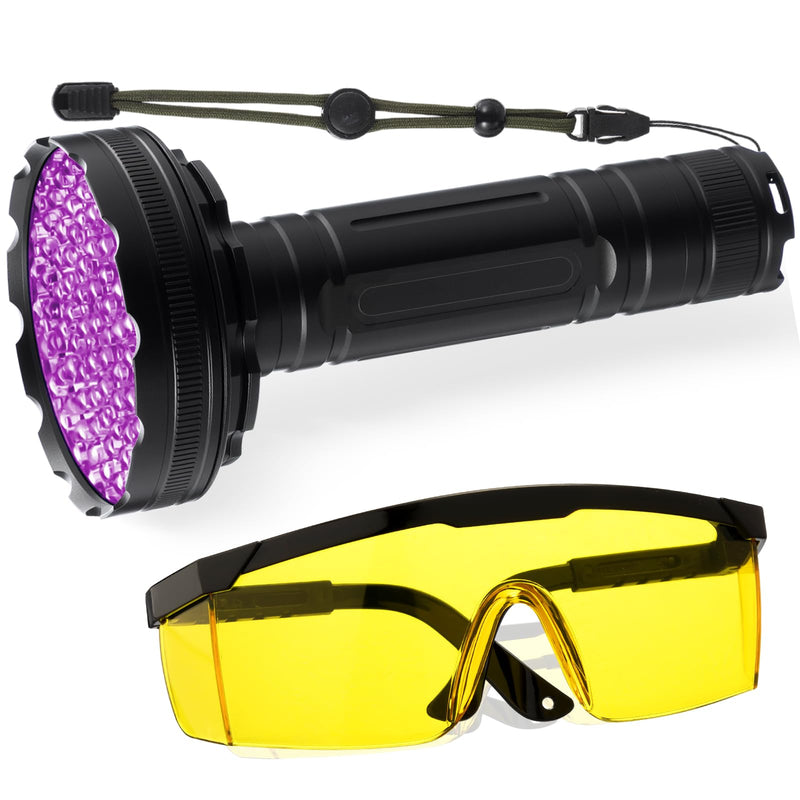 AC Leak Detector Kit AC UV Oil Dye Leak Detection Includes LED Flashlight and UV Protective Glasses with Box for Car Refrigerant Detector Tool(128 LED) 128 LED