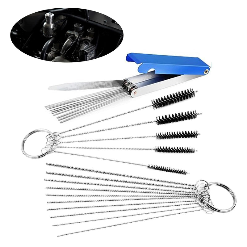 1 Pack 3 Set Premium Jet Cleaning Brushes, Carburetors Carbon Dirt Jet Remove Cleaner, Carb Carburetor Cleaners 13 Cleaning Wires Set, 10 Cleaning Needles Fits For Most Motorcycle Atv Car