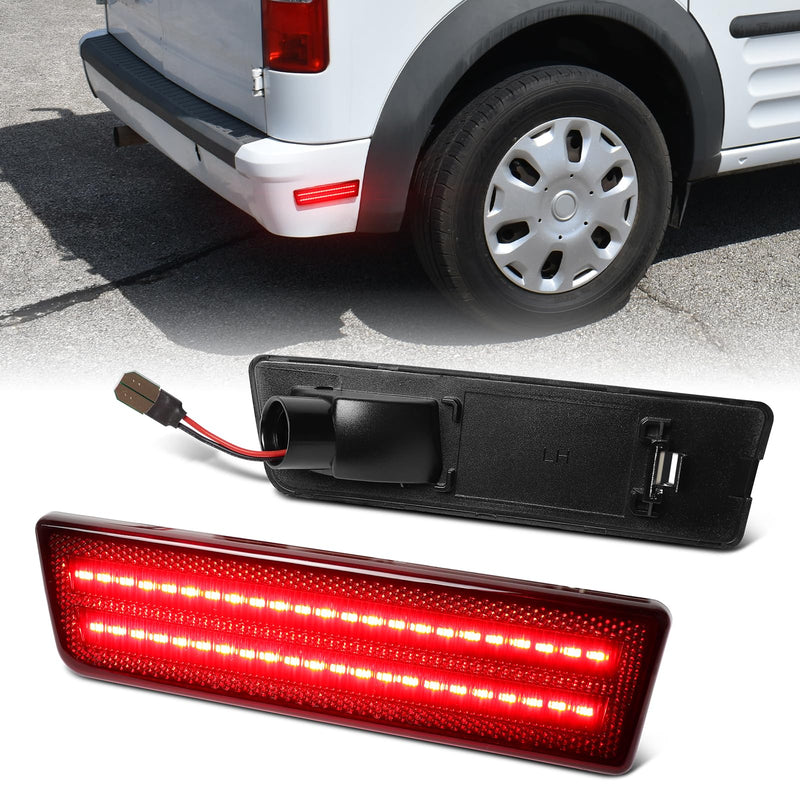 LED Side Marker Lights for 2010-2013 Ford Transit Connect Rear Bumper Marker Reflectors Lamps, Smoked Len Red