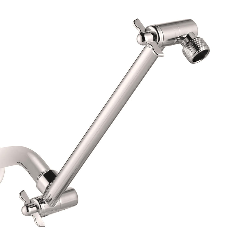 Shower Head Extension Arm - 11" Solid Brass Shower Arm Extension with Universal Connection to Showerheads - Easily Adjustable Shower Arm for Rain Showerheads (Elegant Brushed Nickel)
