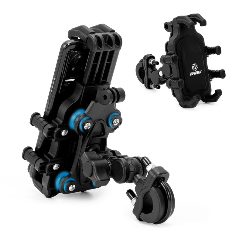 EMERK Motorcycle Phone Mount Holder - [Dual Vibration Dampener] [Anti-Shake Anti-Theft] Bike Phone Holder, Adjustable Handlebar Cellphone Cradle for Bicycle Road Scooter ATV Fit 4.7''-7.2'' Smartphone Heavy-duty Basic