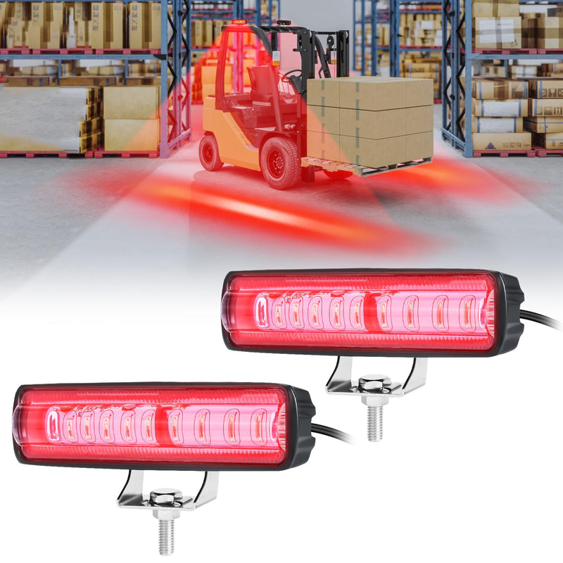 LED Forklift Safety Light - 2 Pack Warehouse Warning Light with Adjustable Mounting Bracket for Truck, AGV Security Indicator Spotlight Brightness (Red) Red