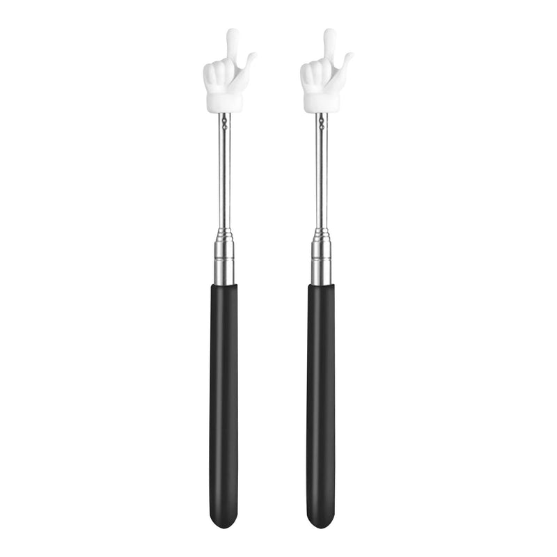 2Pcs Telescopic Teachers Pointer,Extendable Finger Shape Pointing Stick,Teacher Pointer Stick for Teaching,Conference Training,Demonstration,Lecture,Museum Explanation black