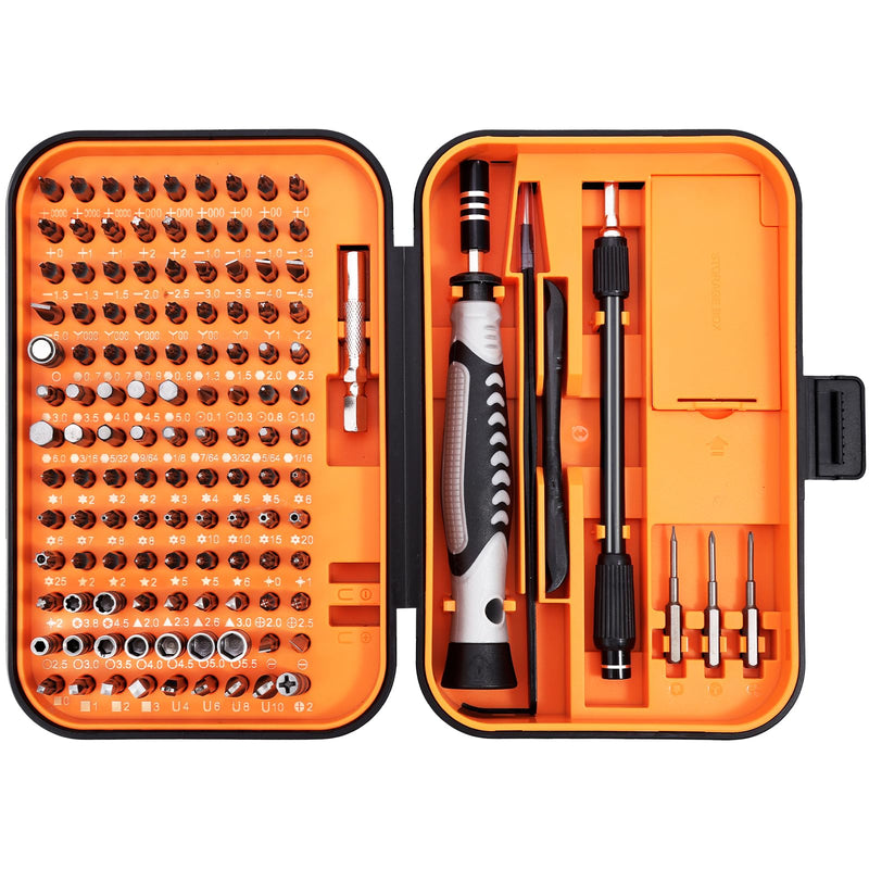 ORIA Precision Screwdriver Set, Magnetic Repair Tool Kit, 130 in 1 Professional Screwdriver Kit with 120 Bits, Built-in Magnetizer, Case, for Electronics, Watch, Eyeglasses, DIY Projects Orange