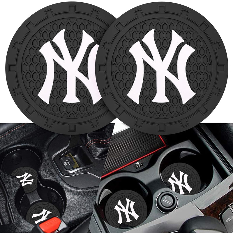 2PCS Car Cup Holder Coaster,Auto Cup Holder Insert Coaster for New York Yankees Baseball Fans, Non-Slip Car Drink Holder Mat, Interior Accessories, NY Yankees For Yks