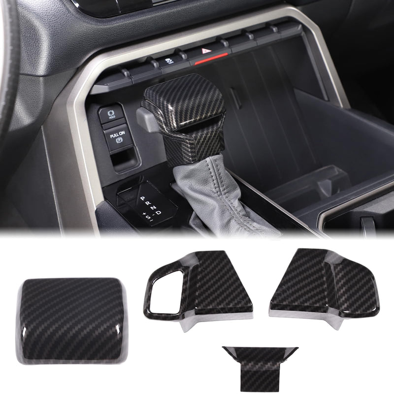 Aunginsy Gear Shifter Head Trim Cover Kit Compatible with Toyota Tundra/Sequoia 2022-2025 Tacoma 2024+ Center Console Gear Shift Knob Head Protection Cover Decorative Sticker ABS Interior Accessories Carbon Fiber Pattern(kit)