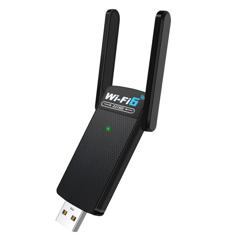 USB WiFi 6 Adapter with Bluetooth 5.2, Dual 3dBi Antennas for 5GHz/2.4GHz Wireless Network - High-Speed Dual Band Adapter for Desktop PC, Laptop, Windows 11/10/7, Gaming/Streaming Compatible Black