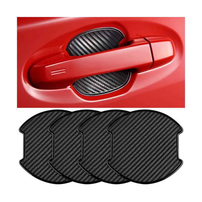 Mandark Car Door Handle Cup Scratch Protector, 4PCS 3D TPU Carbon Fiber Vehicle Door Bowl Sticker, Automotive Door Handle Paint Protective Film Cover Accessories, Universal for Most Cars (Large) Large